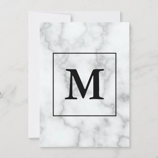 Monogrammed White Marble Search Moving Announding Aankondiging (Achterkant)