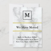 Monogrammed White Marble Search Moving Announding Aankondiging (Voorkant)