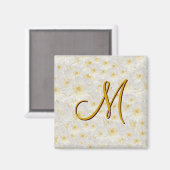 Monogrammed White Mums Magneet (Voorkant / Achterkant)
