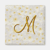 Monogrammed White Mums Magneet (Voorkant)