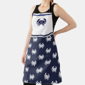 Monogrammed White Navy Blue Crab Nautical Schort (Insitu)