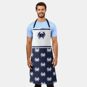 Monogrammed White Navy Blue Crab Nautical Schort (Gedragen)