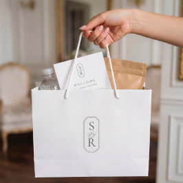 Monogrammed White Personalized Wedding Welcome Bag Groot Cadeauzakje