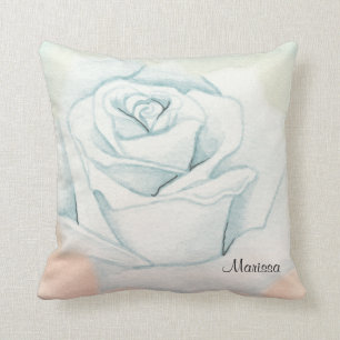 Monogrammed White Rose Kussen