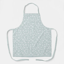 Monogrammed White Snowdrop Pattern. Pastel Green