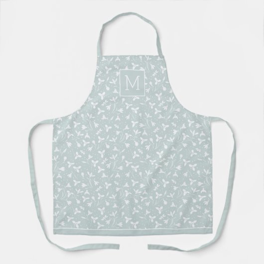 Monogrammed White Snowdrop Pattern. Pastel Green Schort (Voorkant)