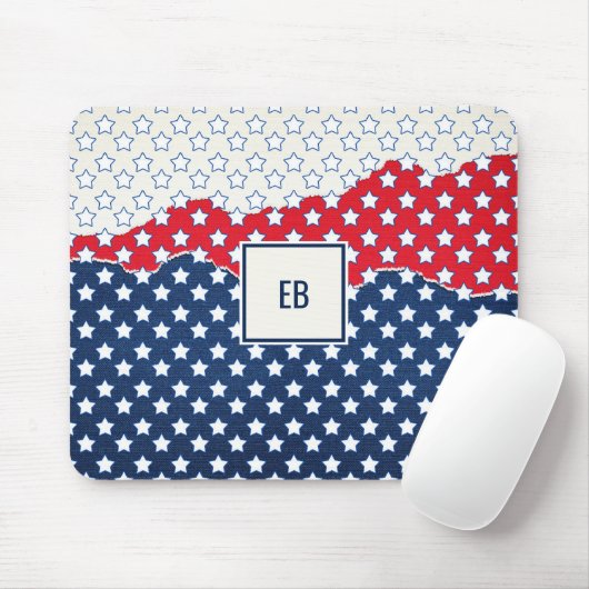 Monogrammed White Stars Muismat (Met muis)