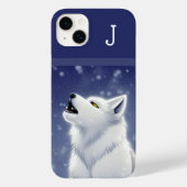 Monogrammed White Wolf Howling Case-Mate iPhone Case (Achterkant)