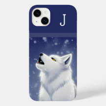 Monogrammed White Wolf Howling