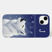 Monogrammed White Wolf Howling Case-Mate iPhone Case (Achterkant (horizontaal))