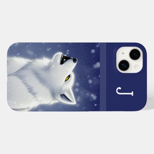 Monogrammed White Wolf Howling Case-Mate iPhone Case (Achterkant (horizontaal))