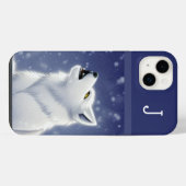 Monogrammed White Wolf Howling iPhone Hoesje (Achterkant horizontaal)