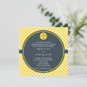 Monogrammed White, Yellow and Charcoal Polka Dot Kaart (Staand voorkant)