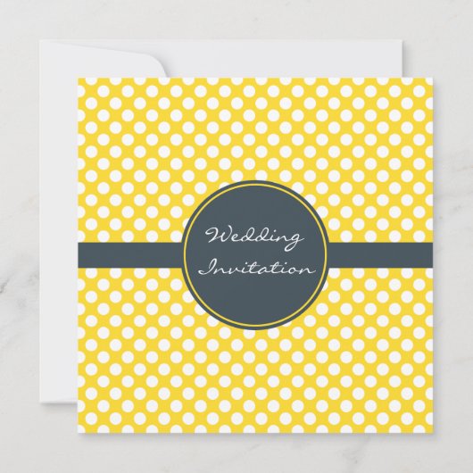 Monogrammed White, Yellow and Charcoal Polka Dot Kaart (Achterkant)