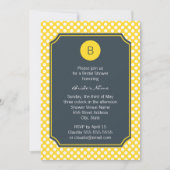 Monogrammed White, Yellow and Charcoal Polka Dot Kaart (Voorkant)