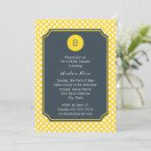 Monogrammed White, Yellow and Charcoal Polka Dot Kaart (Staand voorkant)
