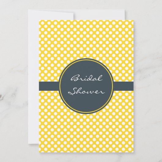 Monogrammed White, Yellow and Charcoal Polka Dot Kaart (Achterkant)