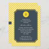 Monogrammed White, Yellow and Charcoal Polka Dot Kaart (Voorkant / Achterkant)