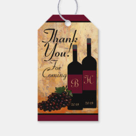 Monogrammed Wijnflessen en Druiven Bedankt Cadeaulabel