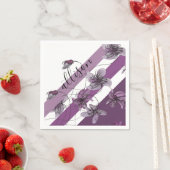 Monogrammed Wilde Violets Waterverf Handgeschilder Servet (Insitu)