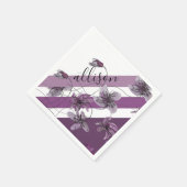 Monogrammed Wilde Violets Waterverf Handgeschilder Servet (Hoek)