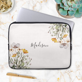 Monogrammed  Wildflower Boeket Laptop Sleeve