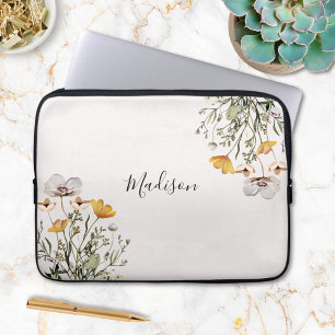 Monogrammed  Wildflower Boeket Laptop Sleeve