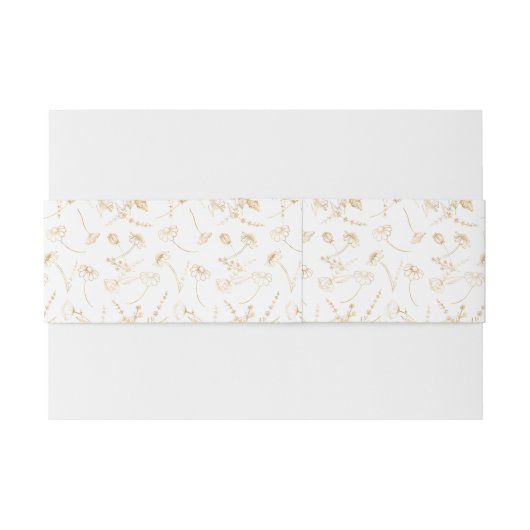 Monogrammed Wildflower Sketch White Gold Wedding Uitnodigingen Wikkel (Achterkant Voorbeeld)