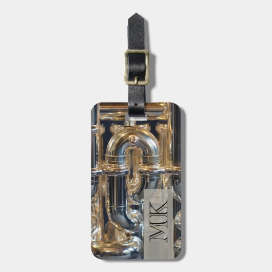 Monogrammed Wind Brass Instrument Euphonium Music Bagagelabel (Voorkant verticaal)