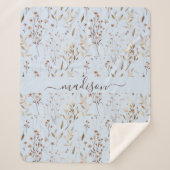 Monogrammed Winter Bruin Gedroogde Bloemen Botanis Sherpa Deken (Voorkant)