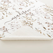 Monogrammed Winter Bruin Gedroogde Bloemen Botanis Sherpa Deken (3/4)