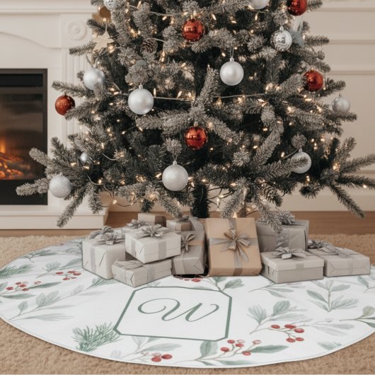 Monogrammed Winter Foliage Christmas Tree Skirt Kerstboom Rok