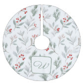 Monogrammed Winter Foliage Christmas Tree Skirt Kerstboom Rok (Voorkant)