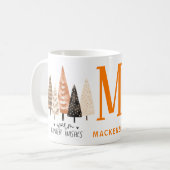 Monogrammed Winter Groeten: Gepersonaliseerd Grapp Koffiemok (Voorkant links)