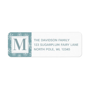 Monogrammed Winter Snowflakes Etiket