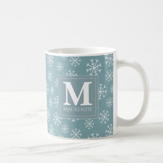 Monogrammed Winter Snowflakes Holiday Koffiemok (Rechts)