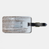 Monogrammed winterbomen op lichtblauwe hemel bagagelabel (Achterkant horizontaal)