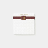 Monogrammed Wit Damast Bruin Streep Post-it® Notes (Voorkant)