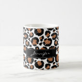 Monogrammed Wit en Gouden Folie Cheetah Patroon Koffiemok (Center)