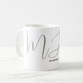 Monogrammed Wit Grijs Persoonlijk Douane Modern Koffiemok (Voorkant links)