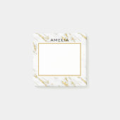 Monogrammed Wit Marmeren Steen Gouden Glitter Post-it® Notes (Voorkant)
