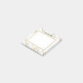 Monogrammed Wit Marmeren Steen Gouden Glitter Post-it® Notes (Schuin)