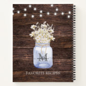 Monogrammed Witte Daisy Bloem Bruin Houten Recept Notitieboek (Achterkant)