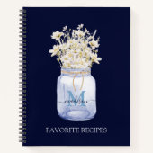 Monogrammed Witte Daisy Bloem in Mason Jar Recept Notitieboek (Voorkant)