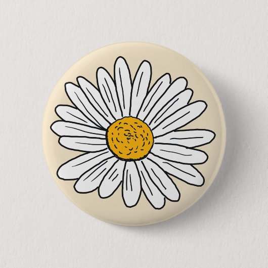 Monogrammed Witte Daisy Floral Ronde Button 5,7 Cm (Voorkant)