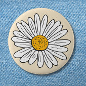 Monogrammed Witte Daisy Floral Ronde Button 5,7 Cm