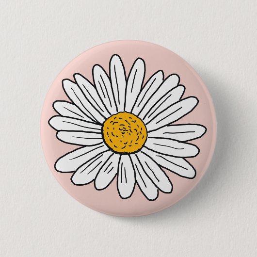 Monogrammed Witte Daisy Floral Ronde Button 5,7 Cm (Voorkant)