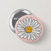 Monogrammed Witte Daisy Floral Ronde Button 5,7 Cm (Voorkant /achterkant)