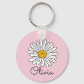 Monogrammed Witte Daisy Floral Sleutelhanger (Achterkant)