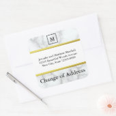 Monogrammed Witte Marmer Kijk Verandering van Adre Vierkante Sticker (Envelop)